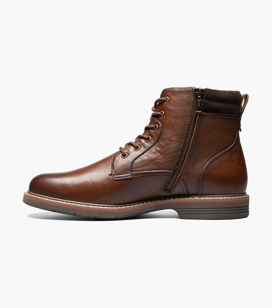 Florsheim Men's Norwalk Plain Toe Lace Up Boot Cognac Tumbled - Free Socks