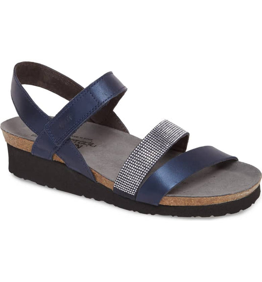 Naot Women's Krista Hook & Loop Sandals Polar Sea with Nickel Rivets