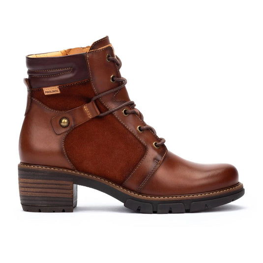 Pikolinos women's SAN SEBASTIA heeled lace-up ankle boots Cuero