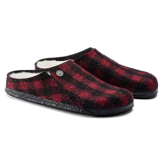 Birkenstock Men's Zermatt Shearling Slipper Plaid Red