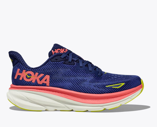 Hoka One One Women's Clifton 9 Sneaker Evening Sky / Coral