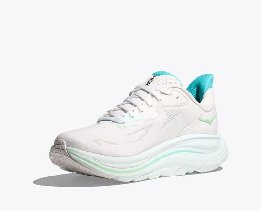 Hoka One One Women's Clifton 10 Sneaker White / Cielo blue