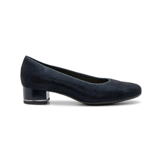 Ara Gabrielle SP Women's Block Heel Pump 35mm midnight blue "puntikid" suede