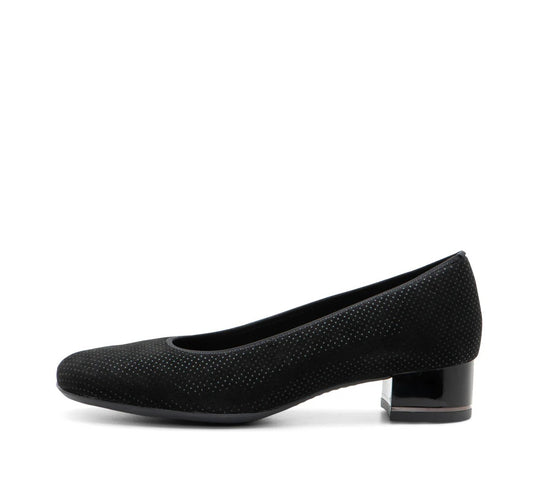 Ara Women's Gabrielle SP Women's Block Heel Pump 35mm Black "Puntikid" Suede