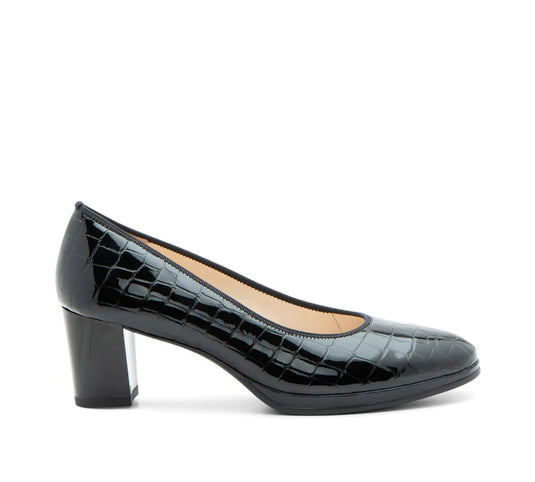 Ara Women's Ophelia (Fashion) Pump 50mm Croco Print Patent Leather Black