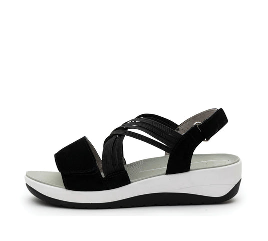 Ara women's Napoli-s Adjustable platform sandal Black