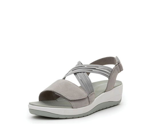 Ara women's Napoli-s Adjustable platform sandal Grey Suede