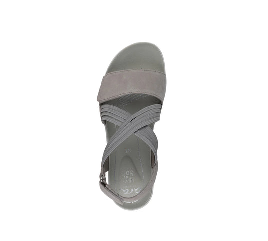 Ara women's Napoli-s Adjustable platform sandal Grey Suede