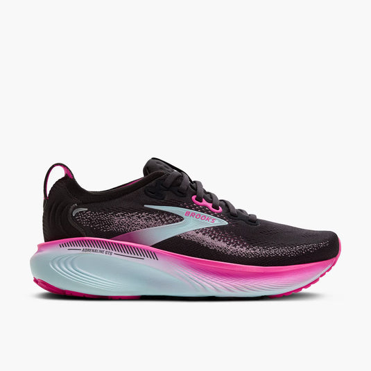 Brooks Women's Adrenaline GTS 25 Sneaker Black/Cyber Pink/Iced Aqua