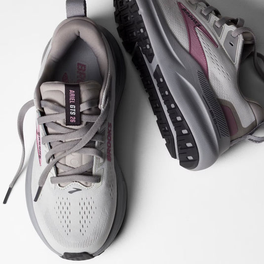 Brooks Women's Ariel GTS 26 Sneaker Oyster Mushroom/Alloy/Pink