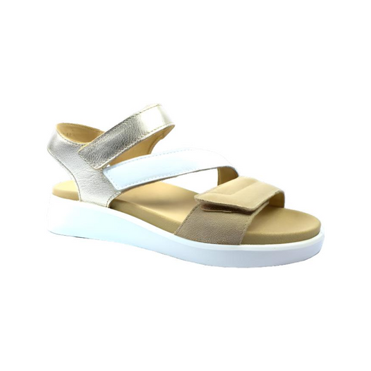 Ara Women's Marina Triple Adjustable Sandal Sand/Weiss/Platin