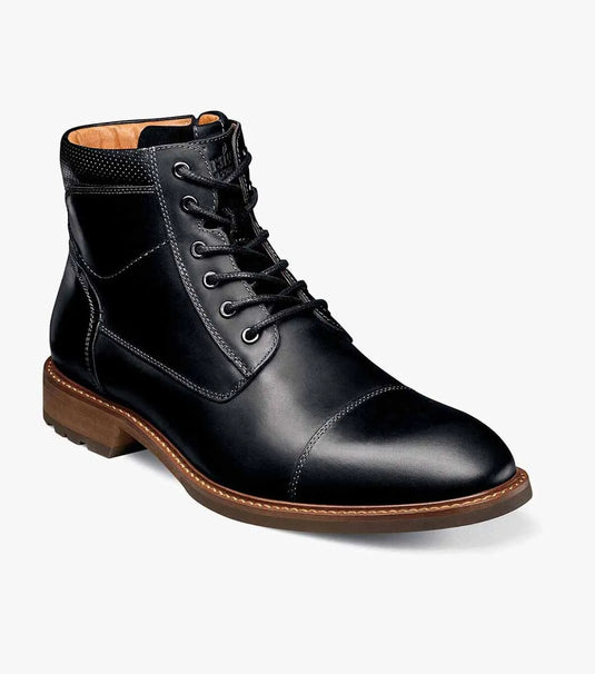 Florsheim Men's Lodge Cap Toe Lace Boot Black