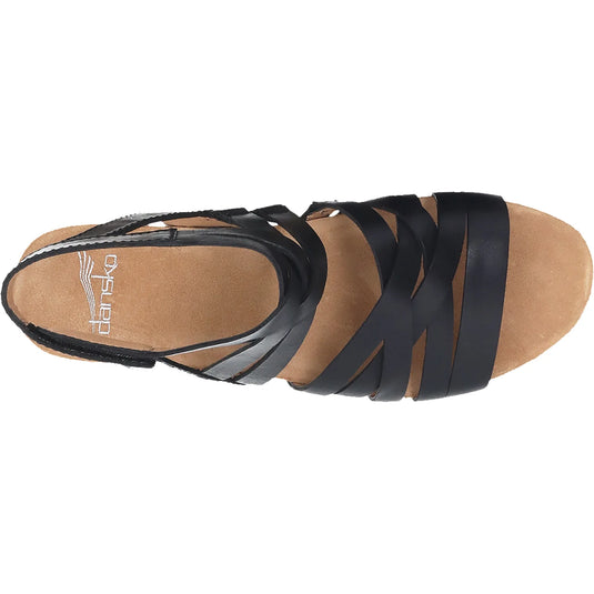 Dansko Women's Mirabella Cork Wedge Gladiator Sandals Black