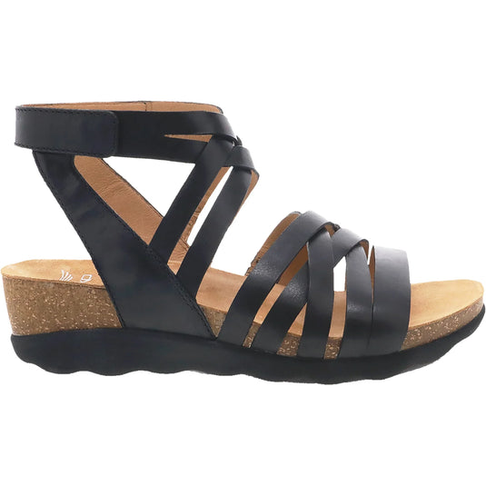 Dansko Women's Mirabella Cork Wedge Gladiator Sandals Black