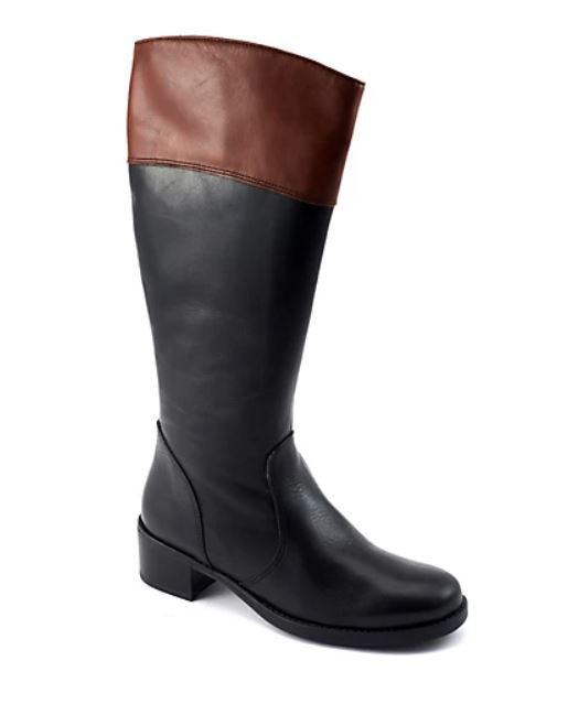 David Tate Women's Leather Riding Boots - Rider Black Calf