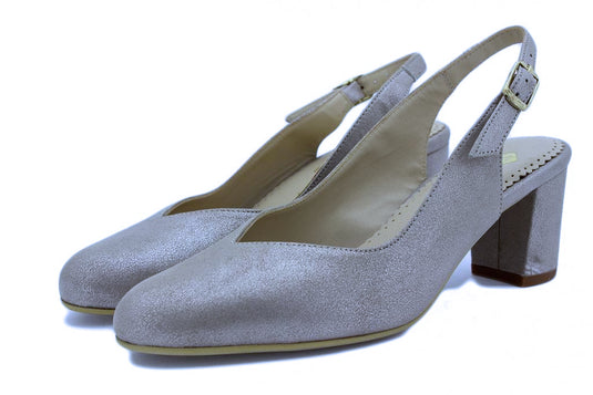 Piesanto Women's Dress Shoe 220230 Pump Shiny Silver Suede