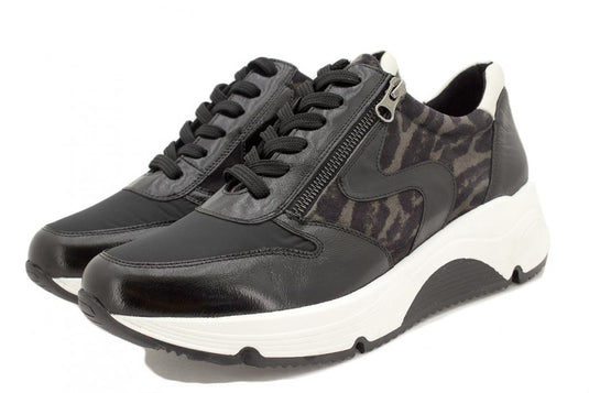 Piesanto Women's Black Patent Printed Sneaker 225726