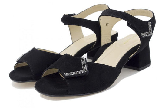 Piesanto Women's Dress Shoe Black Suede Heel Sandal-230288