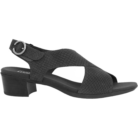 Munro Women's Jenny Sandals Black Lizard Print Nubuck