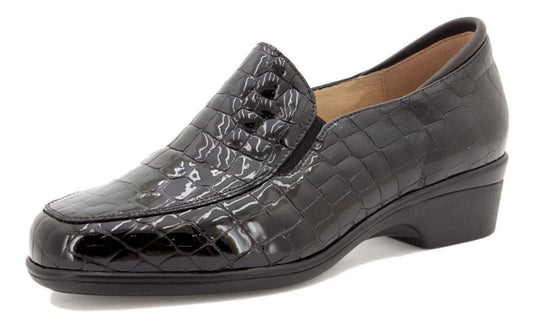 Piesanto Women's Slip On 215610 Black Patent Crocco