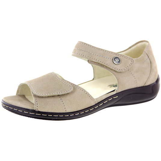 Waldlaufer Women's Hilena Velcro Sandals Light Taupe Nubuck