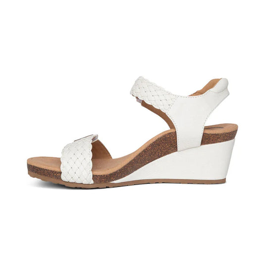 Aetrex Women's Grace Adjustable Woven Wedge White