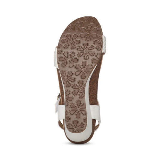 Aetrex Women's Grace Adjustable Woven Wedge White