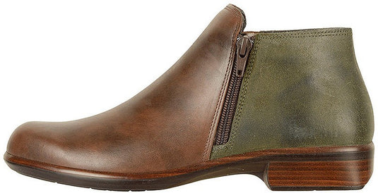 Naot Women's Helm Aura Bootie Pecan Brown/Oily Olive Suede