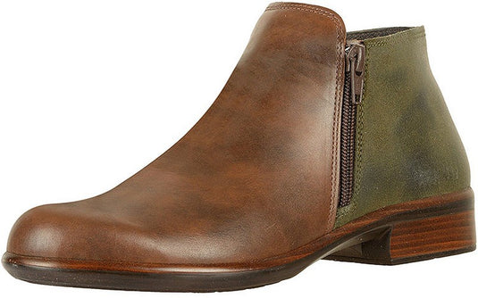 Naot Women's Helm Aura Bootie Pecan Brown/Oily Olive Suede