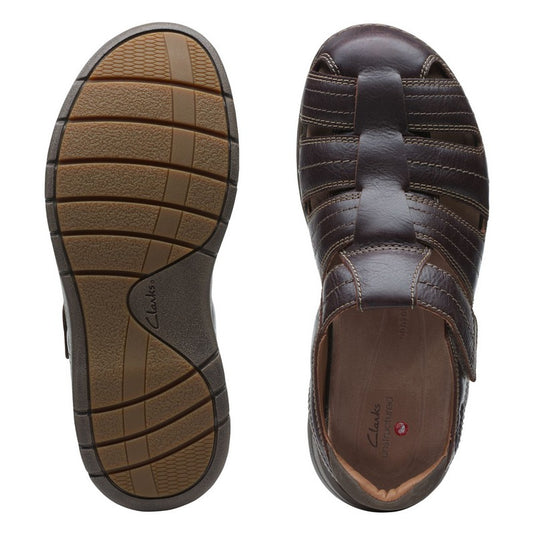 Clarks Men's Nature Limit Sandals Mahogany Leather