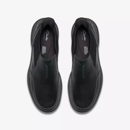 Clarks Men's Mullan Step Dress Shoe Black Leather