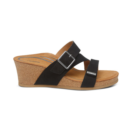 Aetrex Women's Kimmy Arch Support Wedge Sandal Black