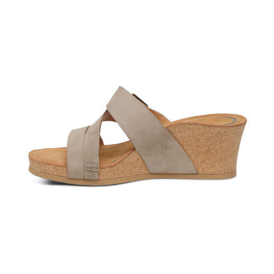 Aetrex Women's Kimmy Arch Support Wedge Sandal Taupe