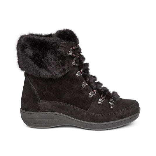 Aetrex Jodie Fur Arch Support Waterproof Winter Boot Black