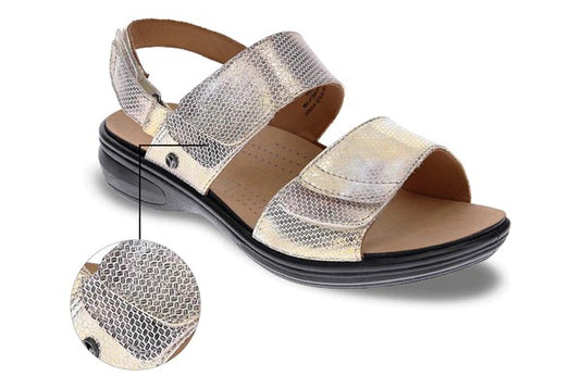 Revere Women's Como Back Strap Sandals Metallic Interest