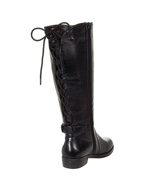 David Tate Women's Lasso Wide Calf Boot Black Leather