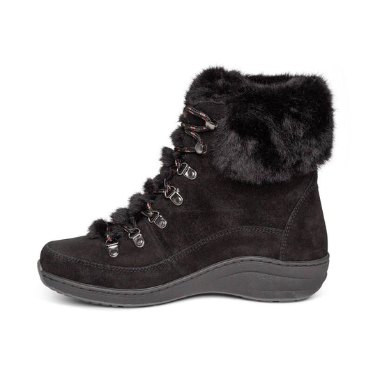 Aetrex Jodie Fur Arch Support Waterproof Winter Boot Black