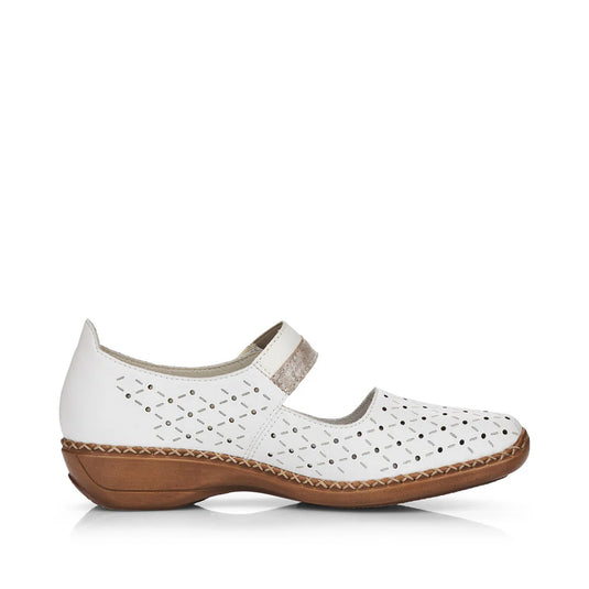 Rieker Women's Doris 41389-80 Closed Toe Sandal White Metallic