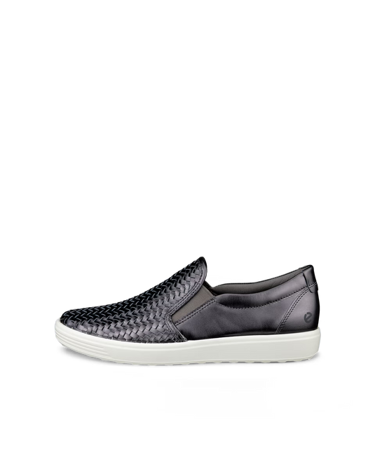 Ecco Women's Soft 7 Slip-On Silver Heavy Metallic