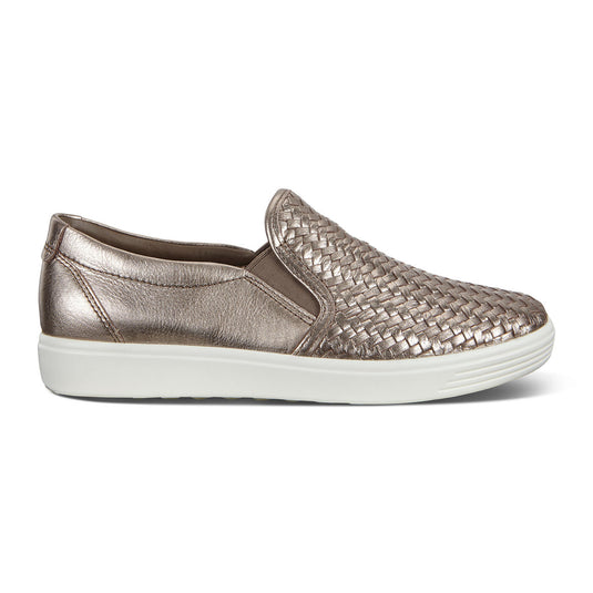 Ecco Women's Soft 7 Slip On 2.0 Stone Metallic