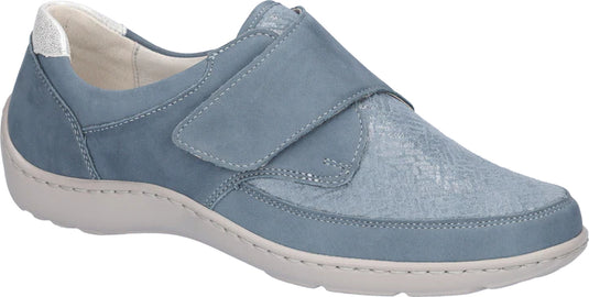 Women's Waldlaufer Henni Velcro Stretch Shoes in Blue Denim