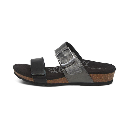 Aetrex Women's Daisy Adjustable Slide Sandal Black