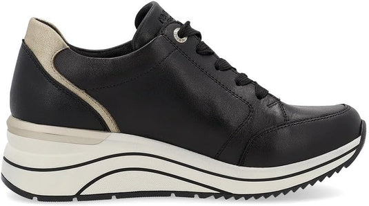Remonte Women's Eleni Sneaker Schwarz/Ginger-gold/Schwarz