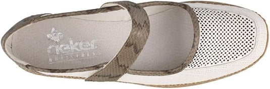Rieker Women's Doris 41306-80 Closed Toe Sandal White Snake