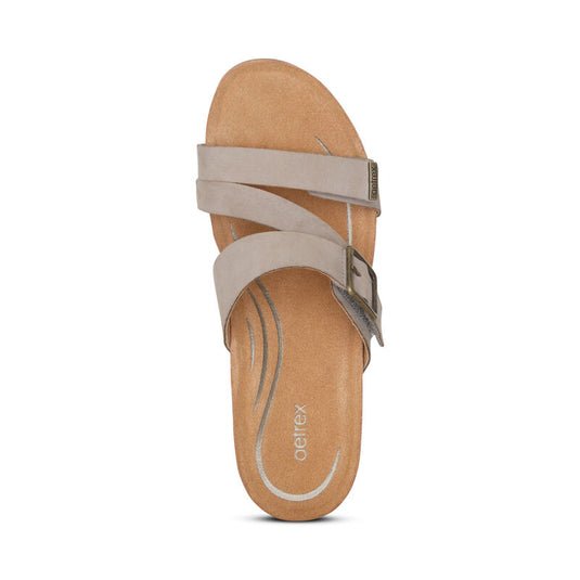 Aetrex Women's Kimmy Arch Support Wedge Sandal Taupe