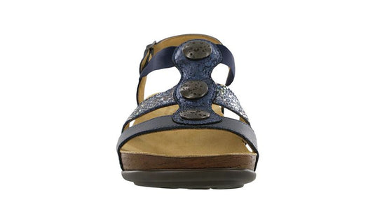 SAS Women's Clover T-Strap Sandal Navy Multi