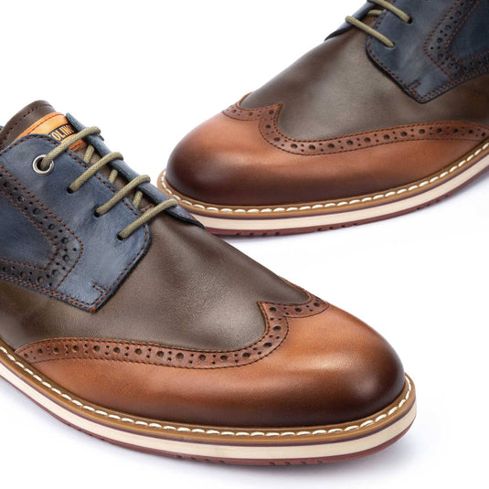 Pikolinos Men's Avila Two tone lace-up shoes Brandy