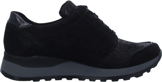 Waldlaufer Women's Hiroko-Soft Black Lace-Up Trainers