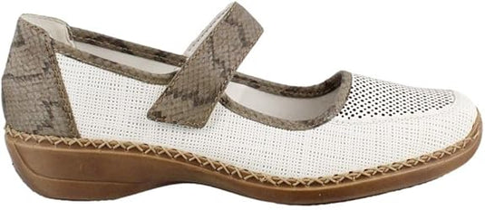 Rieker Women's Doris 41306-80 Closed Toe Sandal White Snake