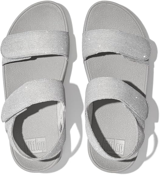 Fitflop Women's LULU Adjustable SHIMMERLUX Back Strap Sandal Silver